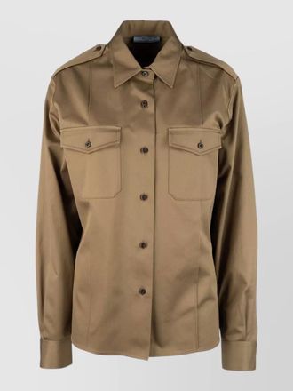 Prada shirt jacket chest pockets epaulettes collar