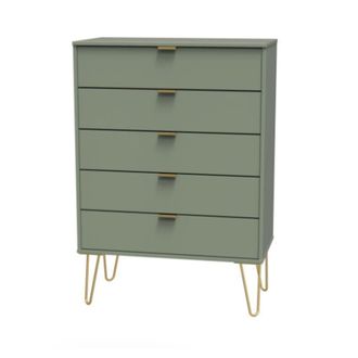 Welcome Furniture Harare Ready Assembled Chest of Drawers with 5 Drawers - Reed Green - Welcome Furniture | TJ Hughes