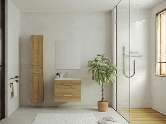 Vente-Unique Colonna per bagno sospesa 4 scaffali Naturale chiaro - KAYLA