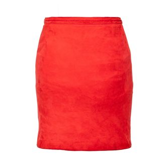 Valentino Pre-owned Womens Mini Suede Skirt - 90s - Red Leather - Size EU 38 (Womens)