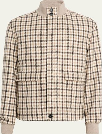Ermenegildo Zegna Mens Cashmere Check Hidden-Zip Chore Jacket