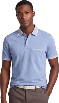 Fynch-Hatton Fynch Hatton gebreide polo blauw contrast boord