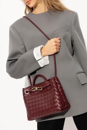 Bottega Veneta Andiamo Small Shoulder Bag, Womens, Burgundy