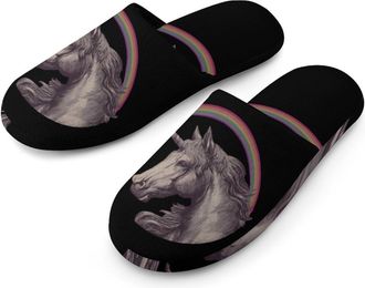 Generic 70s Unicorm Rainbow Mens House Slippers Slip Indoor Slipper On Shoes Warm Outdoor