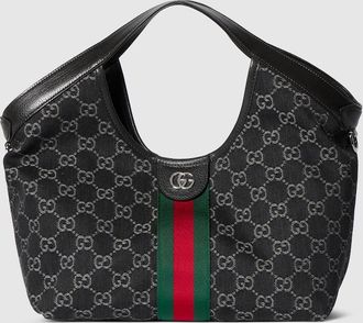 Gucci Giglio Small Tote Bag, Black, Fabric