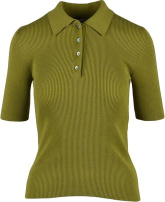 Marella Fitted Ribbed Knit Polo Top
