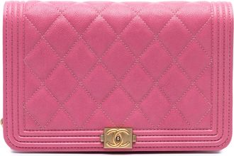 Chanel Pre-owned Womens Small Quilted Caviar Boy Flap - Pink Leather - One Size