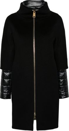 Herno detachable-panels virgin-wool coat - women - Polyamide/Virgin Wool/Polyamide/Polyester/Cotton/Polyester - 44 - Black