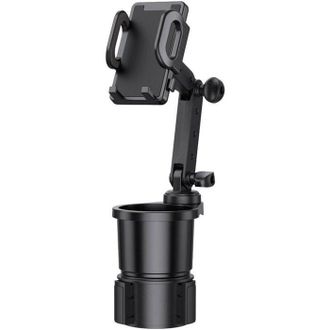 OEM Soporte Para Bebidas Para Coche 2 En 1, Soporte Para Tel&eacute;fono Ajustable 360&deg;, Color Negro