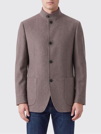 Lardini Single-Breasted Cashmere Blazer with High Neck and Patch Pockets