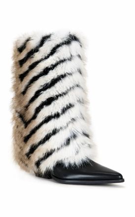 Azalea Wang Womens Jonette Faux Fur Bootie In Blackmulti