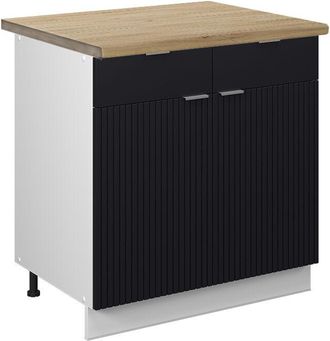 Vicco Mueble Bajo De Cocina Fame-line, Rayas Negras, 80 Cm, Et Roble