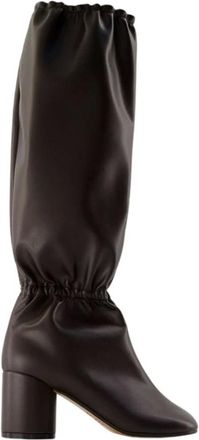 Maison Margiela Botas Altas Anatomic con Fruncido y Punta Cuadrada - Shoes - Mujer - Marr&oacute;n - 38 EU