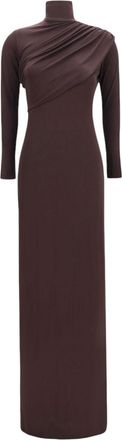 Courr&egrave;ges Brown Turtle Neck Maxi Dress
