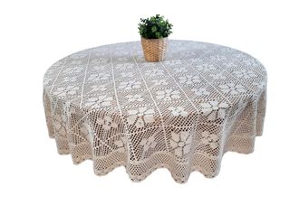 OEM Mantel Redondo De Algod&oacute;n Tejido A Ganchillo Fi 140 Tapete Redondo Beige Natural