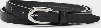 Simons Womens Silver D-buckle thin leather belt