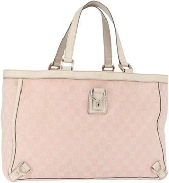 Gucci Pre-owned Tote Bags, female, Pink, Size: ONE SIZE Pre-owned Vintage Canvas Tote Bag