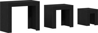 vidaXL Mesa Nido 3 pcs Roble negro 61 x 30 x 50 cm Vidaxl