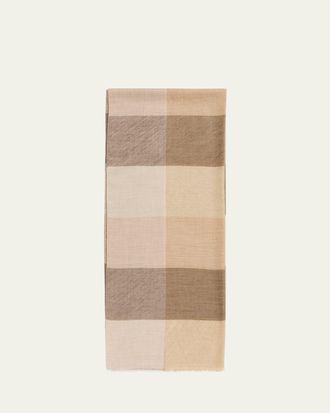 PIACENZA 1733 Mens Cashmere Maxi-Check Eyelash Fringe Scarf
