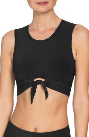 Robin Piccone Ava Longline Knot Front Bikini Top in Black at Nordstrom, Size X-Small
