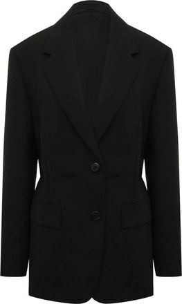 Prada Jacket met Riem en Enkele Rij Knopen - Dames - Blazers - Zwart - S - Wol - Jassen