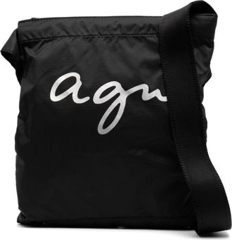 agnès b. logo-print messenger bag - unisex - Polyester/Nylon - One Size - Black