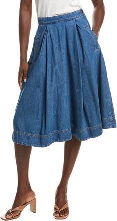 Max Mara Dry Pleated Denim Skirt