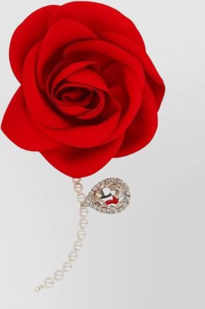 Magda Butrym crystal rose brooch featuring pearl detail