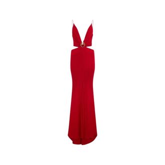 Roberto Cavalli Long Dress with Snake Detail - female - Roberto Cavalli - Gowns - Red - L - Dresses