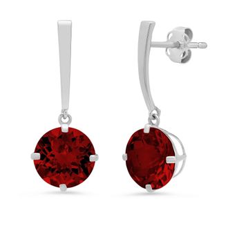 MAX + STONE 14k White Gold Solitaire Round-Cut Gemstone Drop Earrings (8mm)