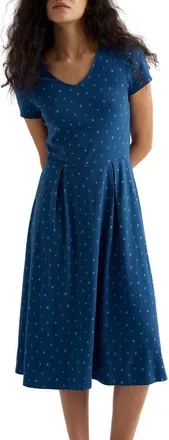 Seasalt Cornwall Pier View Organic Cotton Blend Jersey Midi Dress in Little Sponge Spot Dark Voyage at Nordstrom, Size 10