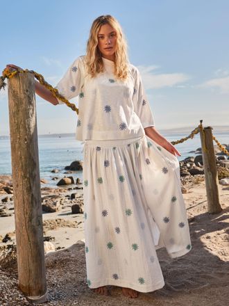 Fat Face FatFace Kit Ivory Embroidered Midi Skirt