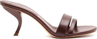 Gia Borghini Nappa Leather Mule Sandal - female - Gia Borghini - Heeled Mules - Brown - 3 UK - Shoes
