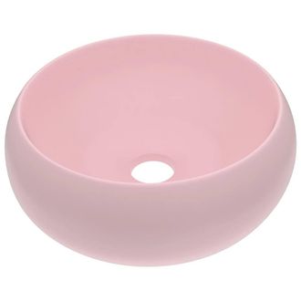 Berkfield Home Luxury Wash Basin Round Matt Pink 40x15 cm Ceramic