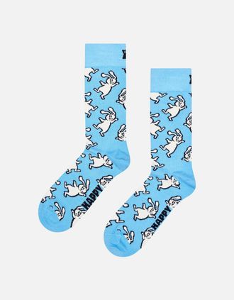 Happy Socks Womens Easter Bunny Sock, Light Blue - Size: 5.5/5/3.5/4/4.5/7/6.5/6/3