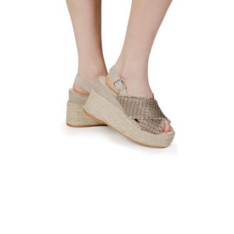 Espadrilles Bronze Cotton High Heel Womens Pumps