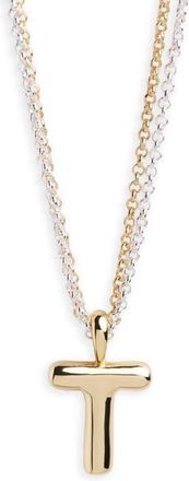Argento Vivo Puffy A Initial Pendant Necklace in Two Tone at Nordstrom