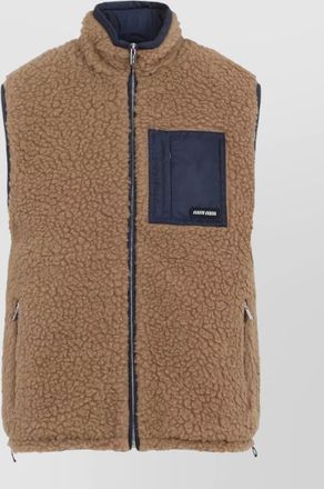 Miu Miu shearling texture high neck front pocket jacket