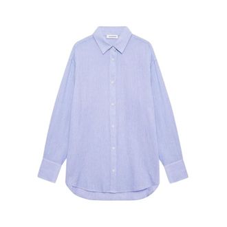 Anine Bing Blue Striped Cotton Button-Up Shirt