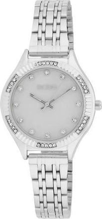 BCBGeneration Fluted Mother-of-Pearl & Crystal Bracelet Watch, 33mm in Silver at Nordstrom Rack