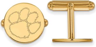 Diamond2Deal Sterling Silver Gold-plated Clemson University Tiger Paw Cuff Links