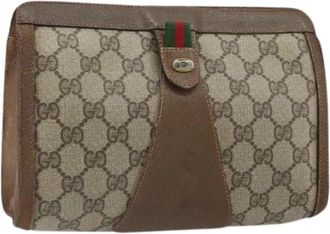 Gucci Pre-owned Clutches, female, Beige, Size: ONE SIZE Pre-owned Canvas Clutch
