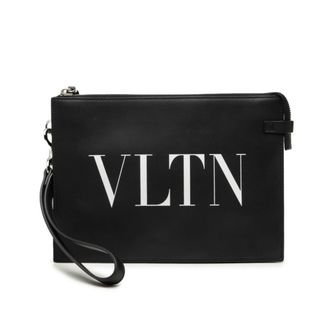 Valentino Black Leather Clutch Bag (Pre-Owned)