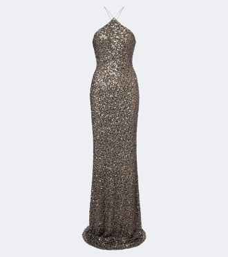 The Sei Sequined halterneck gown
