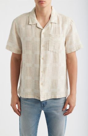 AG - Adriano Goldschmied Foster Cotton Blend Camp Shirt in Natural Multi at Nordstrom, Size Xx-Large