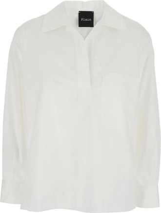 Plaîn Plain, Overhemden, Dames, Wit, S, Katoen, Effen Shirt
