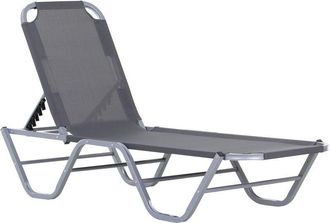 OUTSUNNY Sun Lounger Relaxer Recliner with 5-Position Adjustable Backrest Light Grey - Outsunny