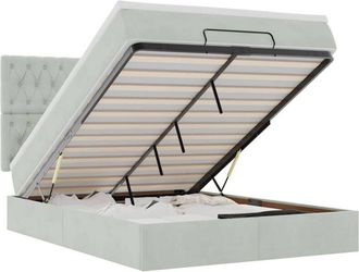 vidaXL Estructura Cama Otomana Colchones Gris Claro 140x190cm