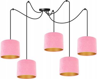 OEM Elegante L&aacute;mpara Colgante Ara&ntilde;a, Pantalla De Terciopelo Dorado