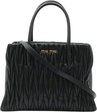 Miu Miu Pre-owned Handbags, female, Black, Size: ONE SIZE Pre-owned Matelass&eacute; Leather 2way Bag
